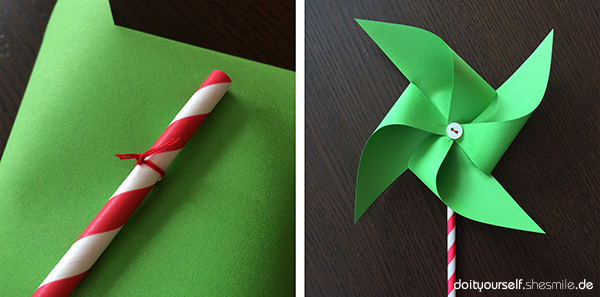Windrad aus Papier als Dekoration oder Einladung (Kostenlose Bastelanleitung von shesmile, Do it Yourself