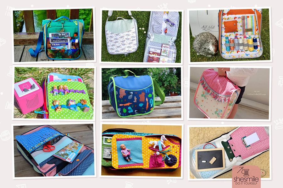 Aufbewahrungstasche OllyOrganizer (Eine Nähanleitung mit Schnittmuster von shesmile) Sortiere Spielzeug, Reiseunterlagen, Tonies, Spielfiguren, Malsachen oder Kosmetik ordentlich ein. Praktisch für Unterwegs. Für Kinder oder Erwachsene.