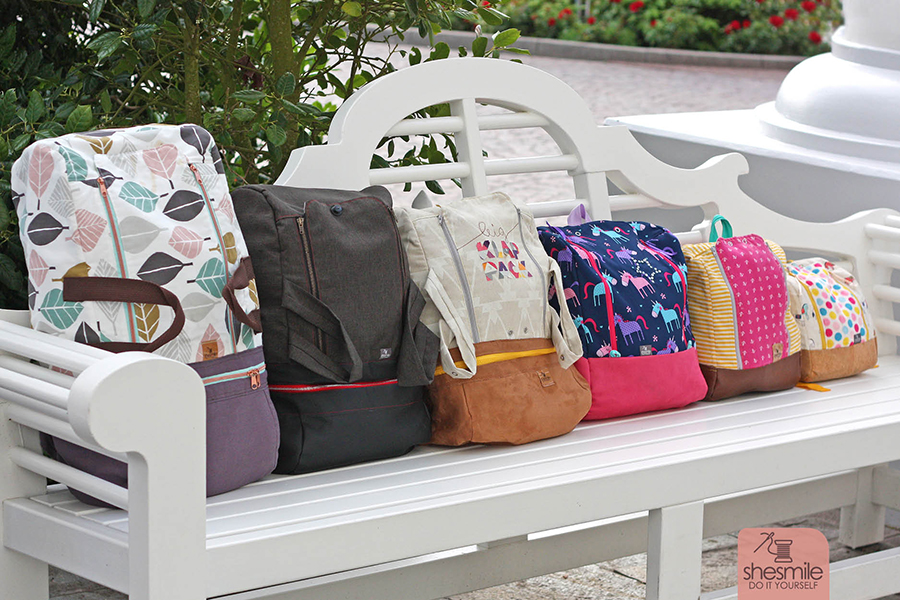 Rucksack-Set KlapPack (Nähanleitung und Schnittmuster für alle 5 Größen in 3 E-Books von shesmile