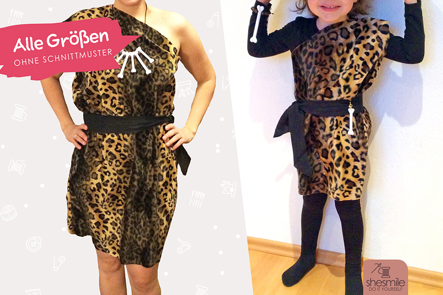 Kostüm "Steinzeit-Kleid Enya" (Nähanleitung für alle Größen) Kostüme zum Verkleiden für Kinder und Erwachsene schnell und einfach selber nähen. Mit der passenden Nähanleitung, Schnittmuster, Bastelidee, DIY-Tutorial von shesmile.
