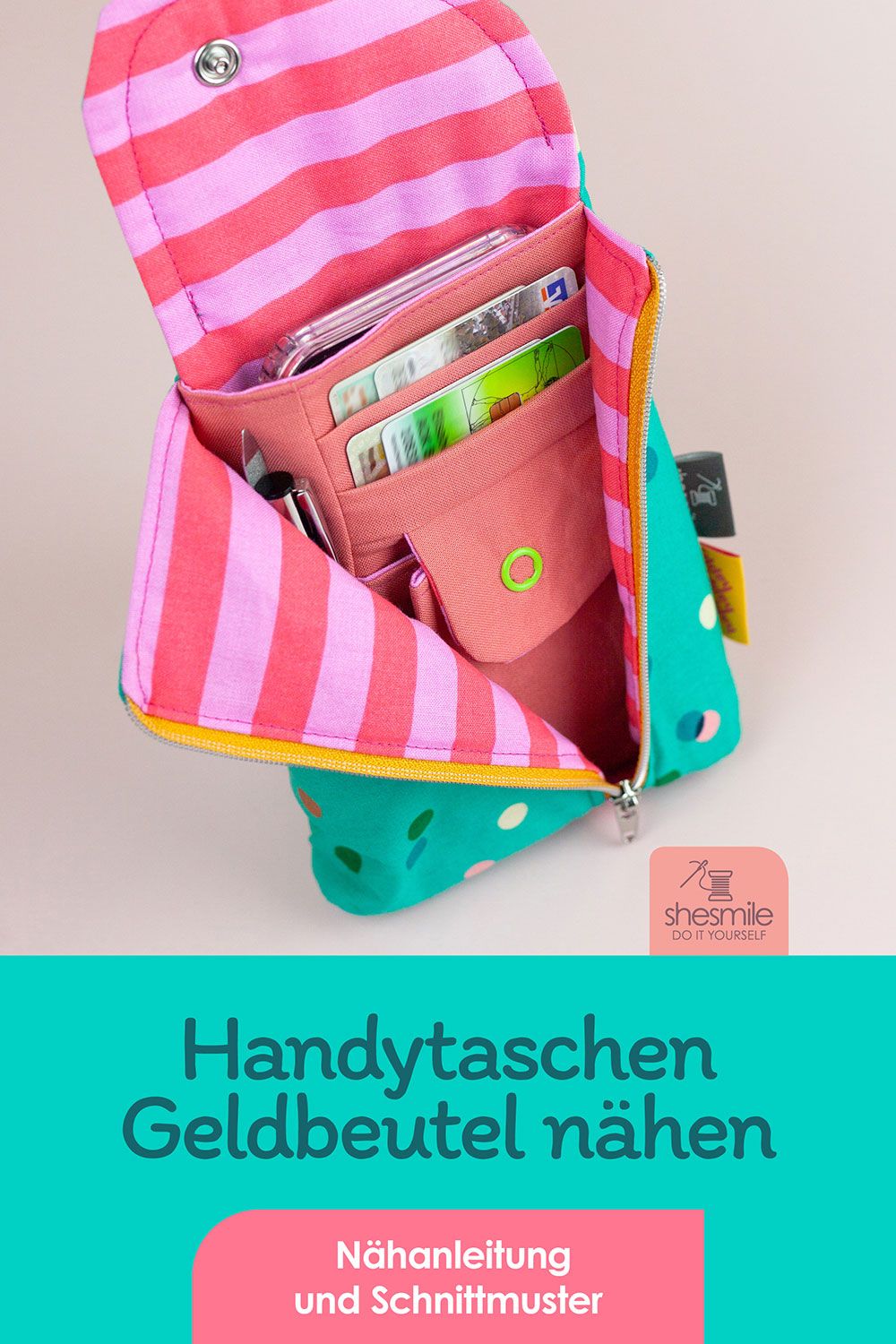 Hallo Handytaschen-Geldbeutel (Details zum neuen Taschenschnittmuster)