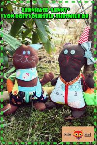Kuscheltier Hase Lenny Lernhase, Schnittmuster und Nähanleitung von shesmile DIY.