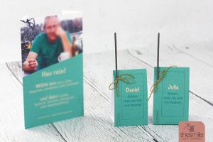 Namenskarten mit Wunderkerzen zum 60. Geburtstag