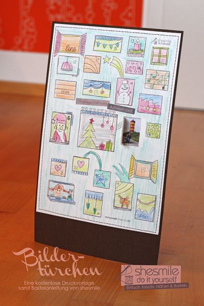 Gestalte deinen persönlichen Adventskalender ganz individuell aus SnapPap, Kopierpapier oder Bastelkarton. Schneide die Türchen mit einem Cutter-Messer oder deinem Plottergerät. Personalisiere deinen Adventskalender mit Fotos, Gutscheinen oder lieben Texten. Verschenke den Kalender in schwarzen bzw. braunen Konturen oder kunterbunt ausgemalt.