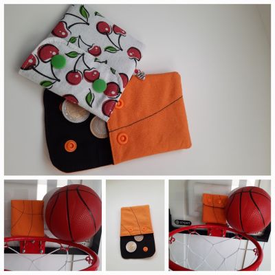 Ich liebe es kleine Täschchen zu nähen, die noch dazu sehr praktisch sind. Da der Geburtstag meines Bonuskindes anstand, dachte ich mir, dass ich ihm das Hosentaschentäschen in Basketballoptik, passend für einen riesigen Fan, nähen könnte. Verwendet habe ich nur orangenen und schwarzen Stoff. Das Muster habe ich drauf genäht. Und wenn ich schon mal dabei war, sprang natürlich auch noch ein sommerliches Täschchen für mich von der Nähmaschine. Die nächste Runde Eis werde ich wohl, vom Kleingeld im Täschchen, bezahlen :)