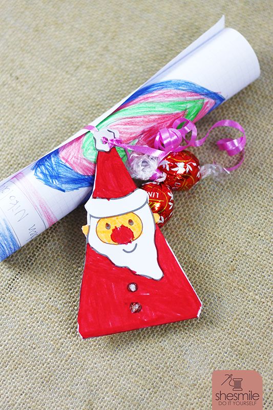 Kinderleicht Geschenkanhänger basteln mit Santa Surprise (Bastelanleitung und Druckvorlage)