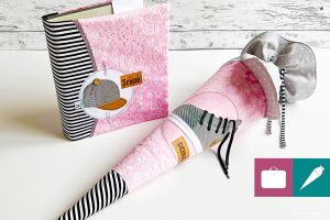 Yvonne von Kleiner Polli-Klecks näht für shesmile! Das Ebookmacher Domino: Von der Schultüte Tripple zur Ordnertasche Orelie. Nähanleitung und Schnittmuster.