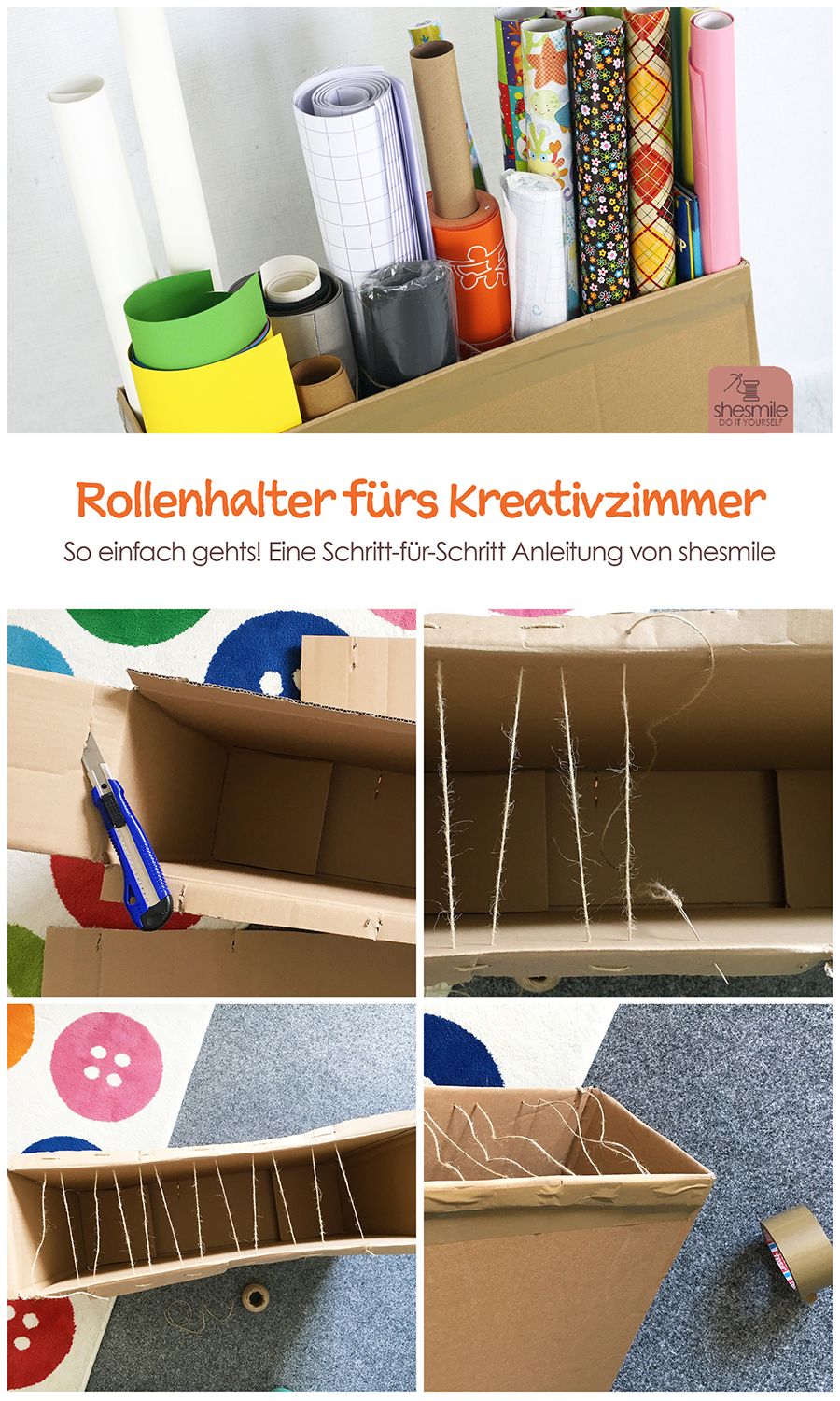 Einen Rollenhalter aus einem Versandkarton basteln (Kostenlose Bastelanleitung)
