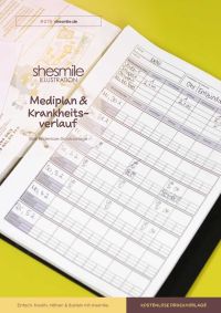 Gestaltet als PDF-E-Book für einen Medikamentenplan mit Krankheitsverlauf.
