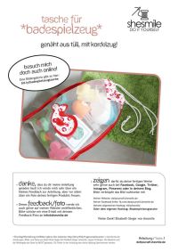Von mir erstellte Nähanleitung für einen Badespielzeug-Beutel aus Tüll mit Kordelzug.