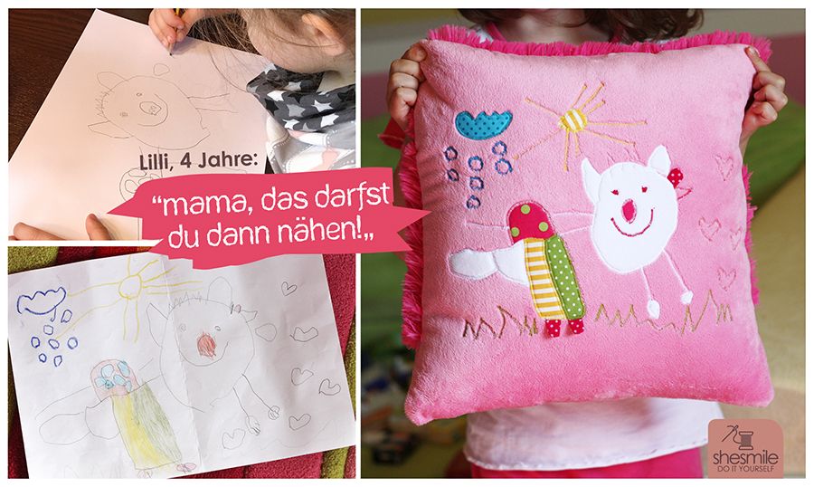 "Mama, das darfst du dann nähen!" (Eine Kinderzeichnung applizieren)