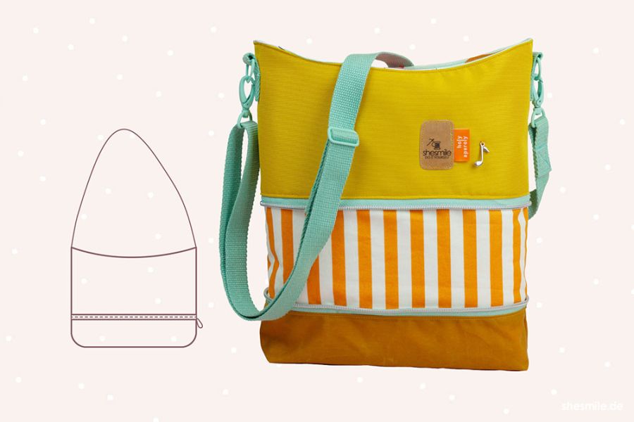 PDF-E-Book für eine höhenverstellbare Handtasche mit originellem Reißverschluss: Handtasche ZipKram, Nähanleitung und Schnittmuster von shesmile DIY.