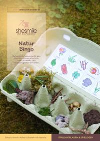 Druckvorlagen und Spielideen für ein Natur-Bingo gestaltet als PDF-E-Book. Perfekt als Schatzsuche für den nächsten Kindergeburtstag oder als Ferien- und Freizeitprogramm für Kinder.