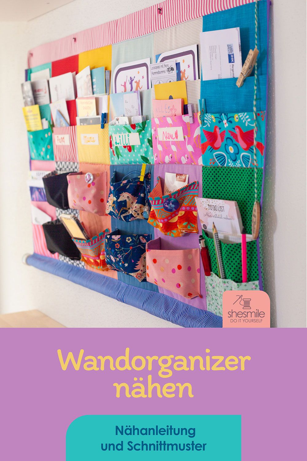 Einen Wandorganizer OttoOrdnung für den Zettelkram nähen