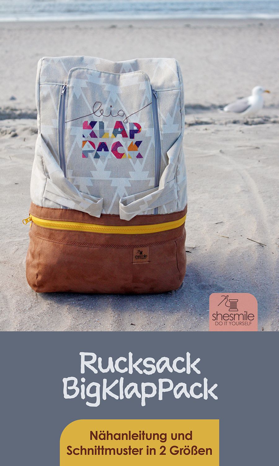 Rucksack "BigKlapPack" (Nähanleitung & Schnittmuster für 2 Größen)