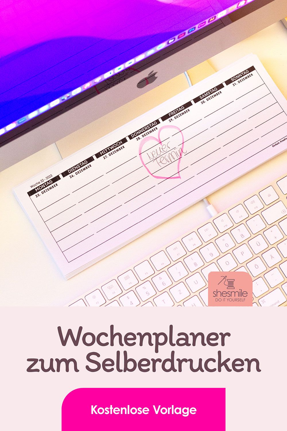Kalender 2026 als Wochenplaner (Kostenlose PDF-Druckvorlage)