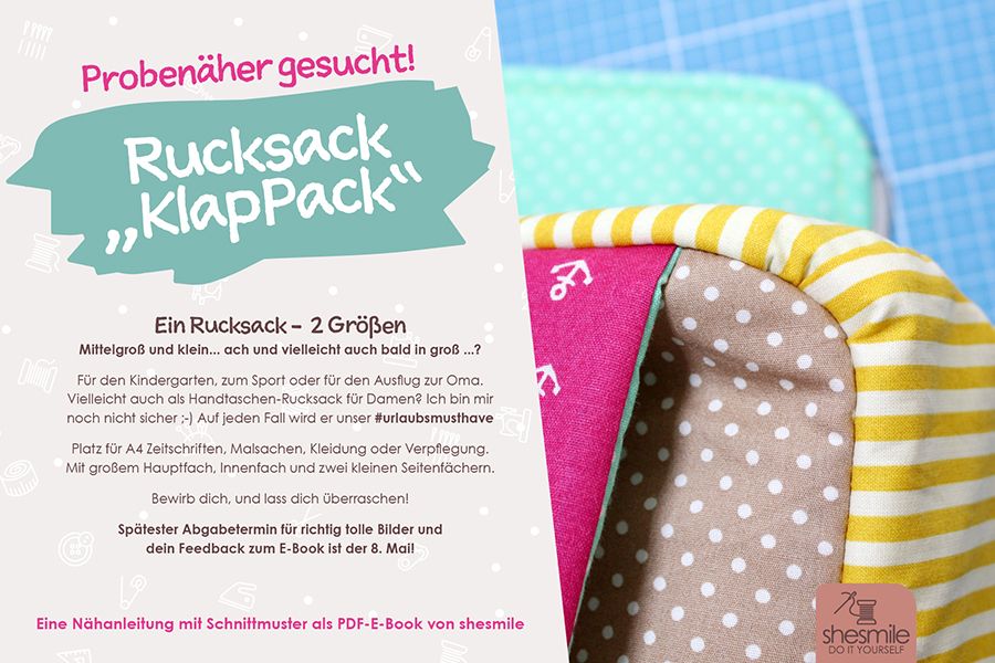 Probenäher gesucht! Rucksack "KlapPack" (Nähanleitung und Schnittmuster)