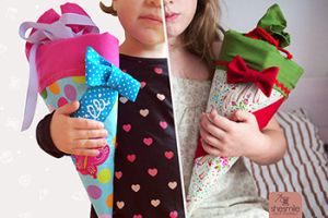 Schultüte, Zuckertüte, Geschwistertüte komplett aus Stoff ohne Papprohling (Nähanleitung & Schnittmuster)