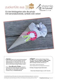 Für eine kleine Zuckertüte, Schultüte, Kindergartentüte mit Namensband und Schleife.