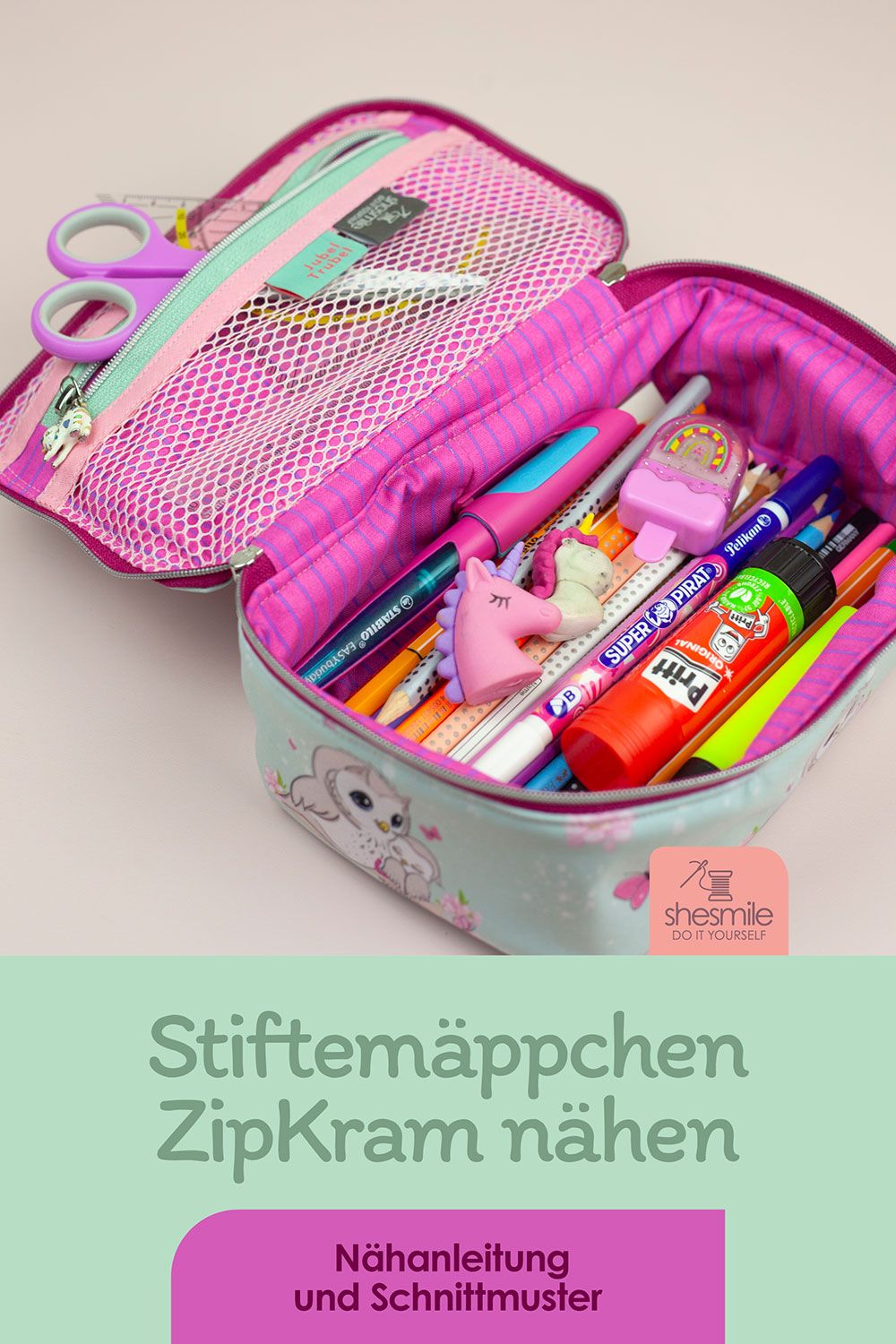 Ein Schlampermäppchen "ZipKram" zum Start in die 3. Klasse nähen