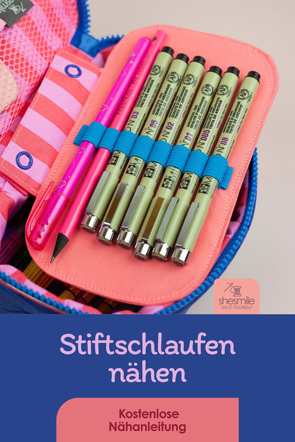 Schlaufen aus Gummiband für Stifte nähen (Kostenlose Anleitung)