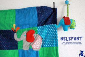 Elefant Nelefant, Applikationsvorlage und Nähanleitung von shesmile