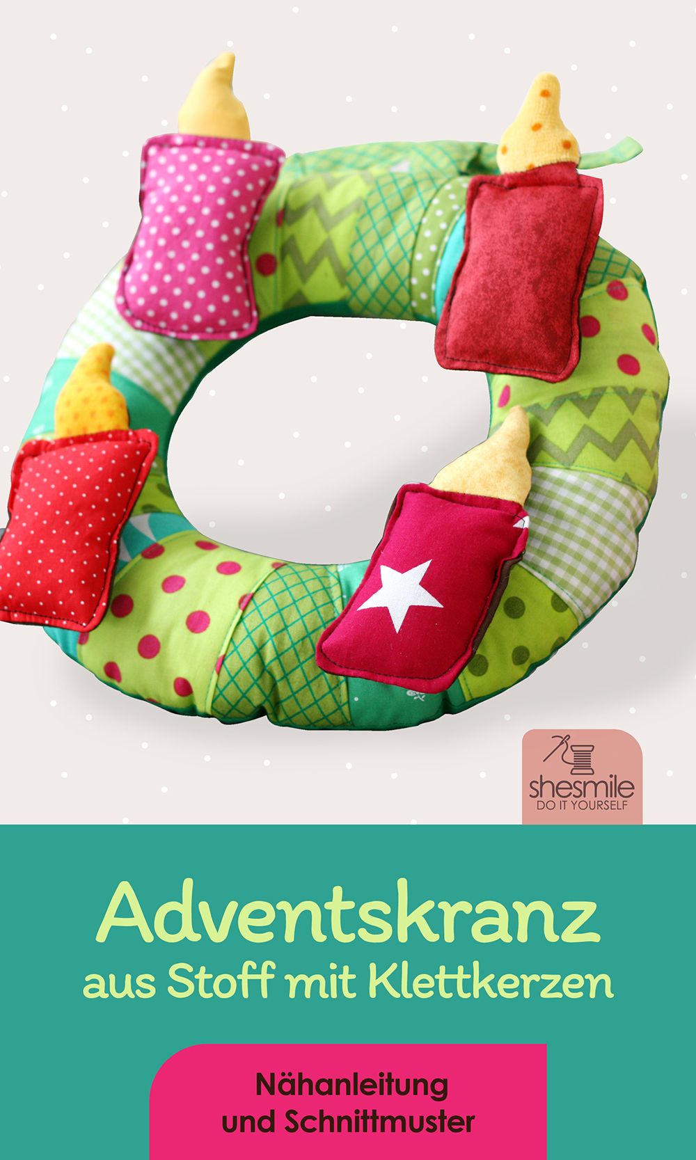 Adventskranz für Kinder "Klett mal vier" (Nähanleitung & Schnittmuster)