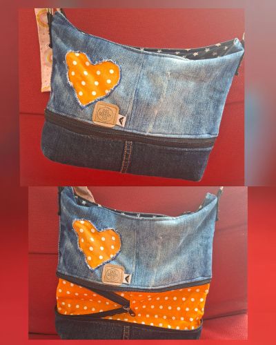 Ich habe die Handtasche ZipKram von shesmile genäht aus eine alten Jeans und passenden Reststoffen die ich noch hatte. Das besondere es ist eine Tasche, die für mich ist. Meist habe ich nicht so viel Zeit, daher mache ich viele Dinge die ich verschenke oder für meine Familie, ich vergesse mich da meistens selber. Die Erweiterung war mir besonders wichtig, da ich nicht gerne mit großen Taschen unterwegs bin, aber man manchmal Unterwegs dann dochmal mehr Platz braucht. Und das Herz war eine fixe Idee, die ich schon länger gesehen habe und testen wollte.
