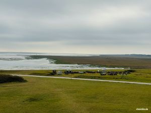 Blick vom Memmertfeuer auf Juist bzw. das Wattenmeer