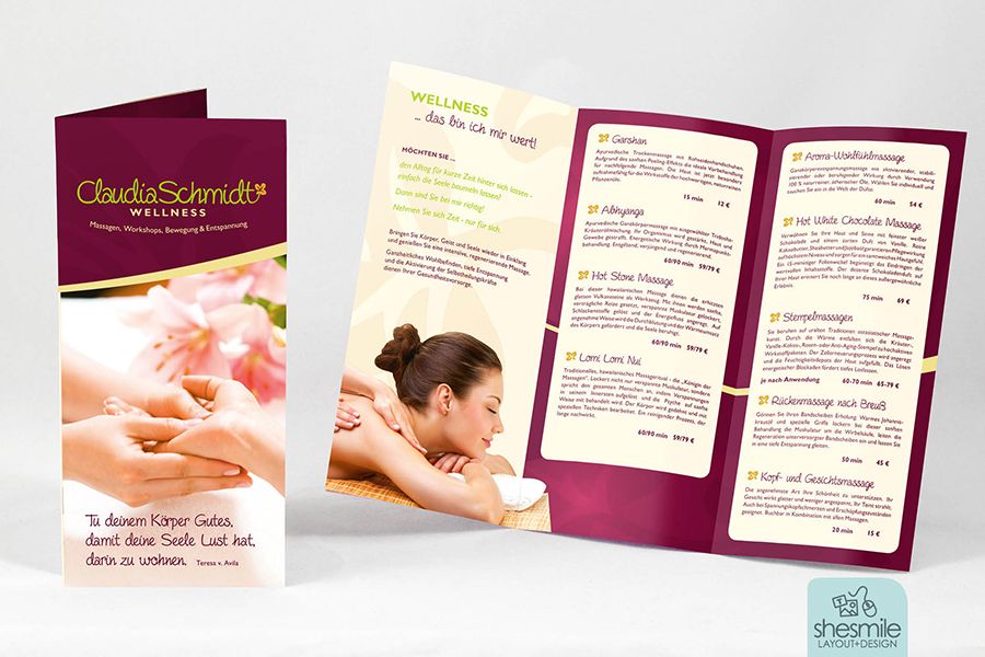 Claudia Schmidt Wellness (Angebotsflyer gestaltet von shesmile)