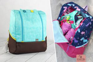 Nähanleitung mit Schnittmuster, gestaltet als PDF-E-Book für einen mittelgroßen MidiKlapPack Rucksack. Größer als die kleine und mittlere Version, kleiner als groß und XXL. Der MidiKlapPack wird ohne Nassfach genäht, dafür mit zwei Seitentaschen. Ideal als leichter Schulrucksack, für den Wochenend-Ausflug, für Jugendliche und Erwachsene, beim Sport oder als große Wickteltasche für die Mama.