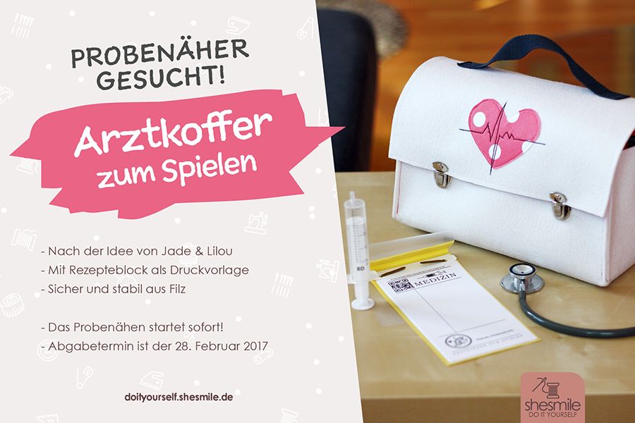 Probenäher gesucht! Arztkoffer zum Spielen (Nähanleitung und Schnittmuster von shesmile, Idee von Jade & Lilou)