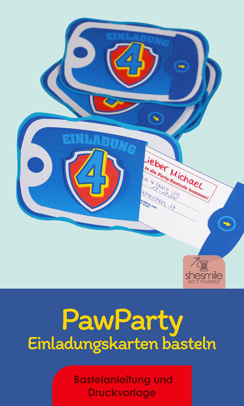 Einladungskarte "PawParty" (Bastelanleitung und Druckvorlage)