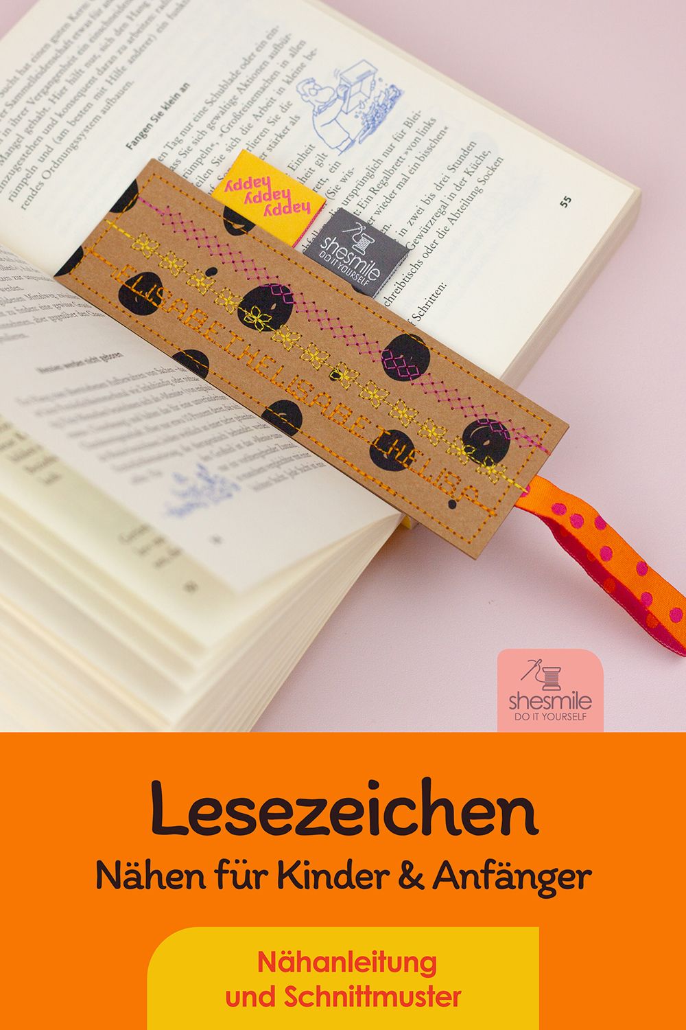 Lesezeichen "Lilli" (Nähanleitung und Schnittmuster)