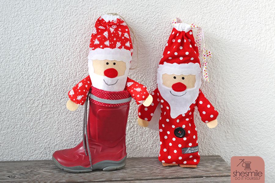 Zum Aufhängen oder in den Stiefel setzen. Nikolaus-Säckchen - Eine Nähanleitung mit Schnittmuster, Applikationsvorlage und Plotterdatei von shesmile DIY.