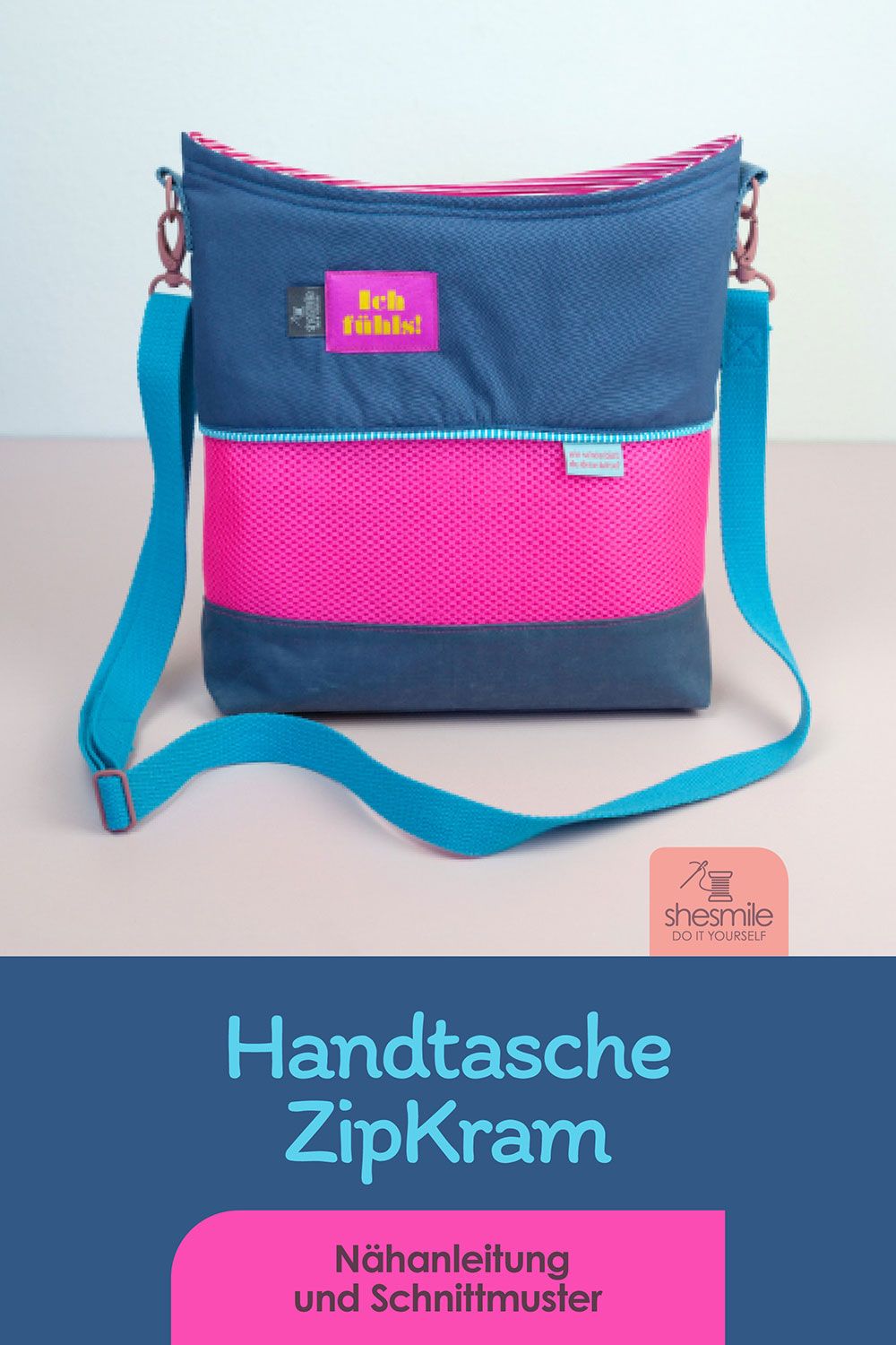 Eine Handtasche ZipKram mit Fox Oilskin, AirMesh und Paspelband nähen