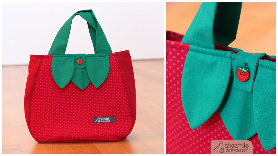 Kinder- und Damenhandtasche "Little Elli" im Erdbeer-Design