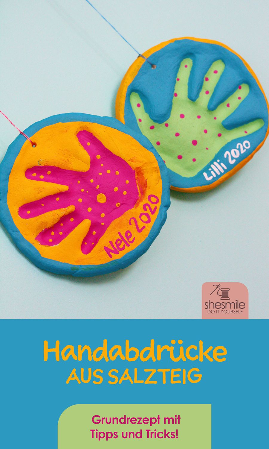 Handabdrücke und Osterdeko aus Salzteig basteln (Rezept und Bastelanleitung)