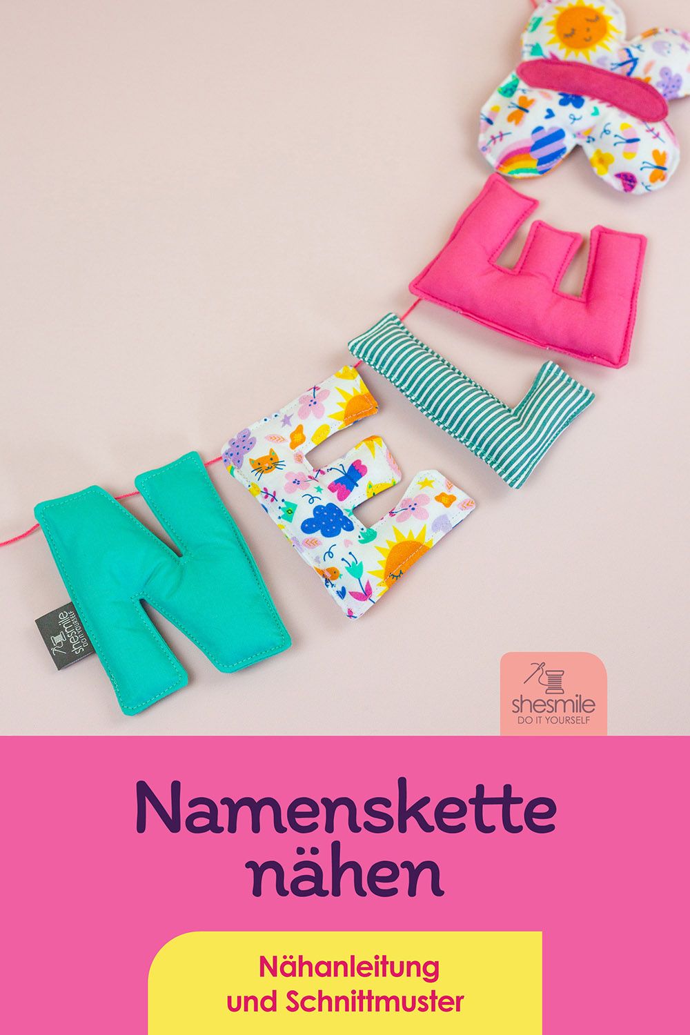 Eine Namenskette Letterello zum Schulanfang der Tochter nähen