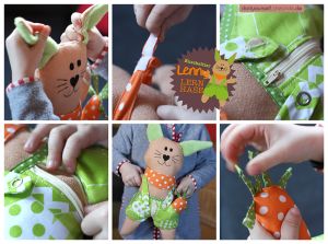 Kuscheltier Hase Lenny Lernhase, Schnittmuster und Nähanleitung von shesmile DIY.