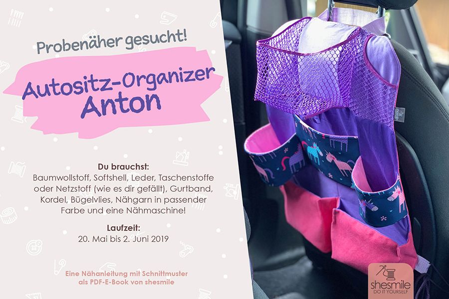 Probenäher gesucht! Autositz-Organizer Anton (Nähanleitung & Schnittmuster)