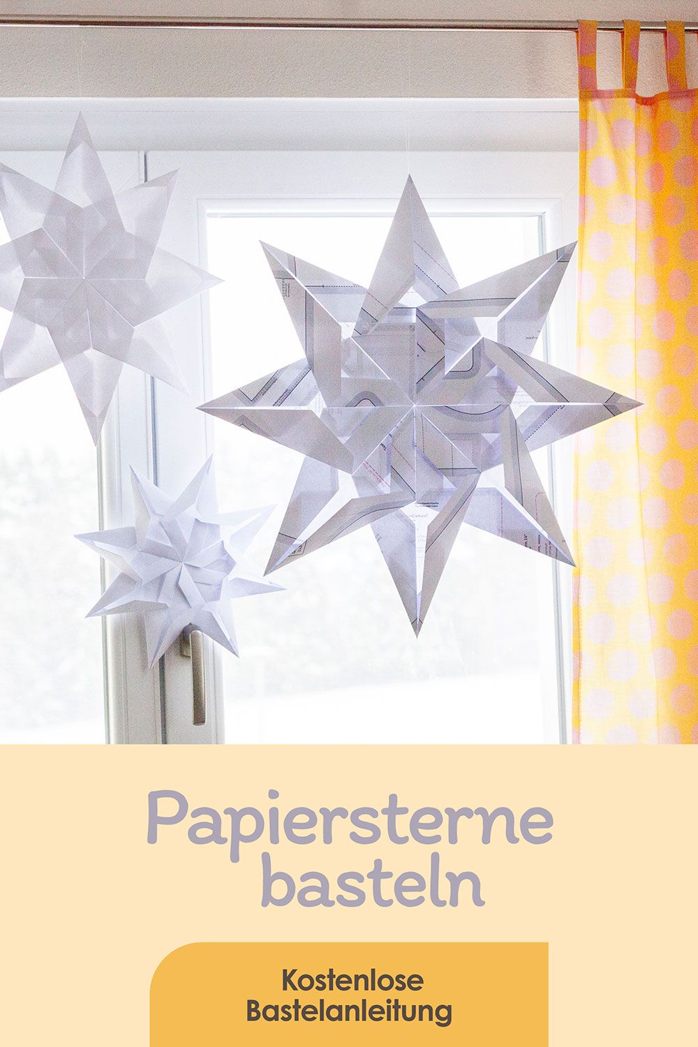 Sterne basteln mit (Schnittmuster-) Papier als Deko für Weihnachten