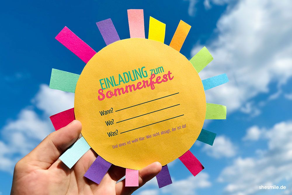 Einladungskarte "Sonne" (Kostenlose Bastelvorlage)