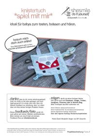Von mir erstellte Nähanleitung und Schnittmuster samt Applikationsvorlagen für ein Baby Spiel- und Knistertuch