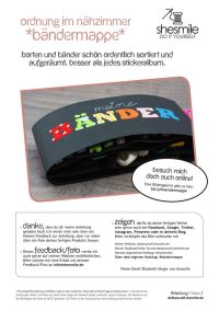 Von mir erstellte Nähanleitung für eine Mappe aus SnapPap zum sortieren und ordnen von Borten, Gurtbänder, Webbänder, Zackenlitzen, Gummikordel, Klettbänder und Kordeln.