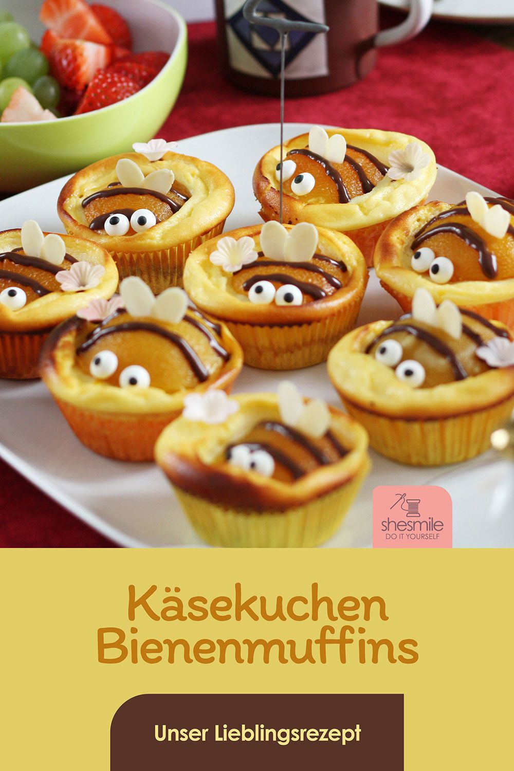 Bienen-Käsekuchen-Muffins zum 2. Geburtstag backen