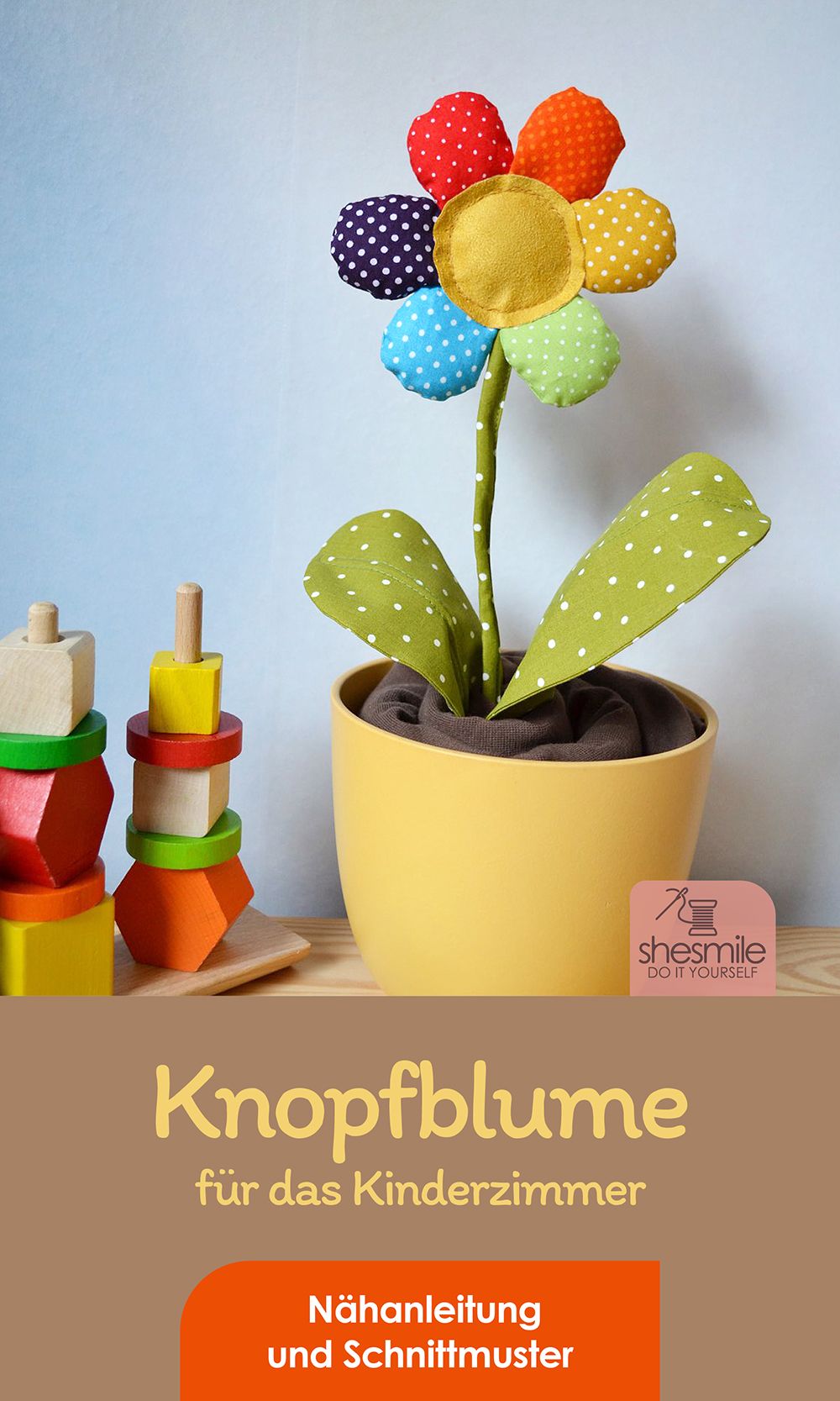 Eine Zimmerpflanze "FriedaKnopfblume" aus Stoff nähen