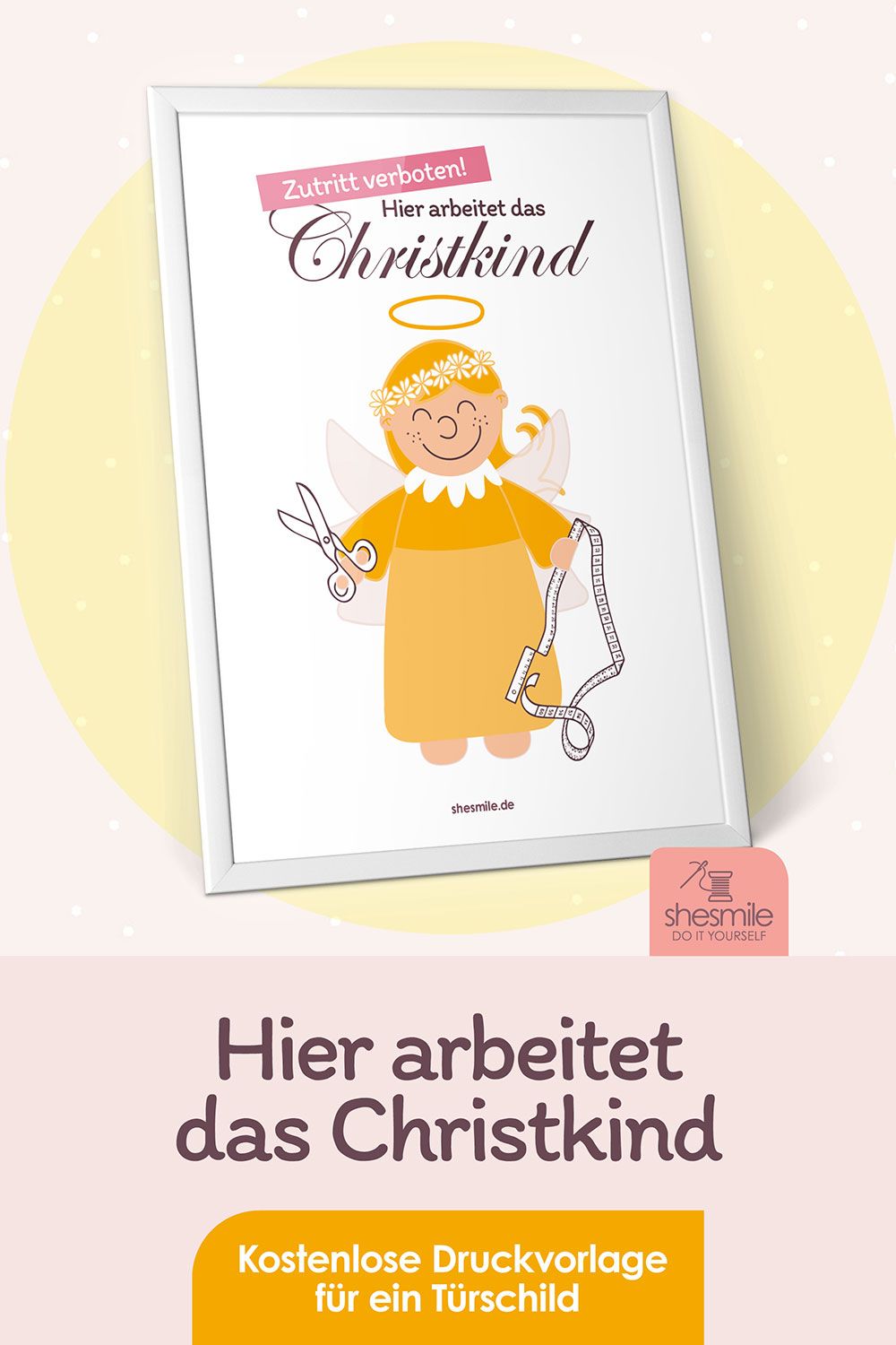 Türschild "Zutritt Verboten: Hier arbeitet das Christkind" (Kostenlose Druckvorlage)