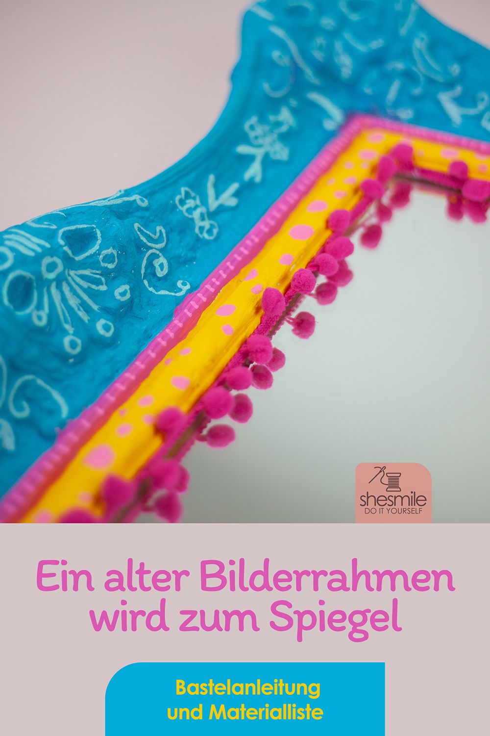Ein alter Bilderrahmen wird zum Spiegel für das Kinderzimmer