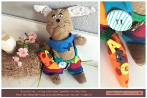 Kuscheltier Hase Lenny Lernhase, Schnittmuster und Nähanleitung von shesmile DIY.